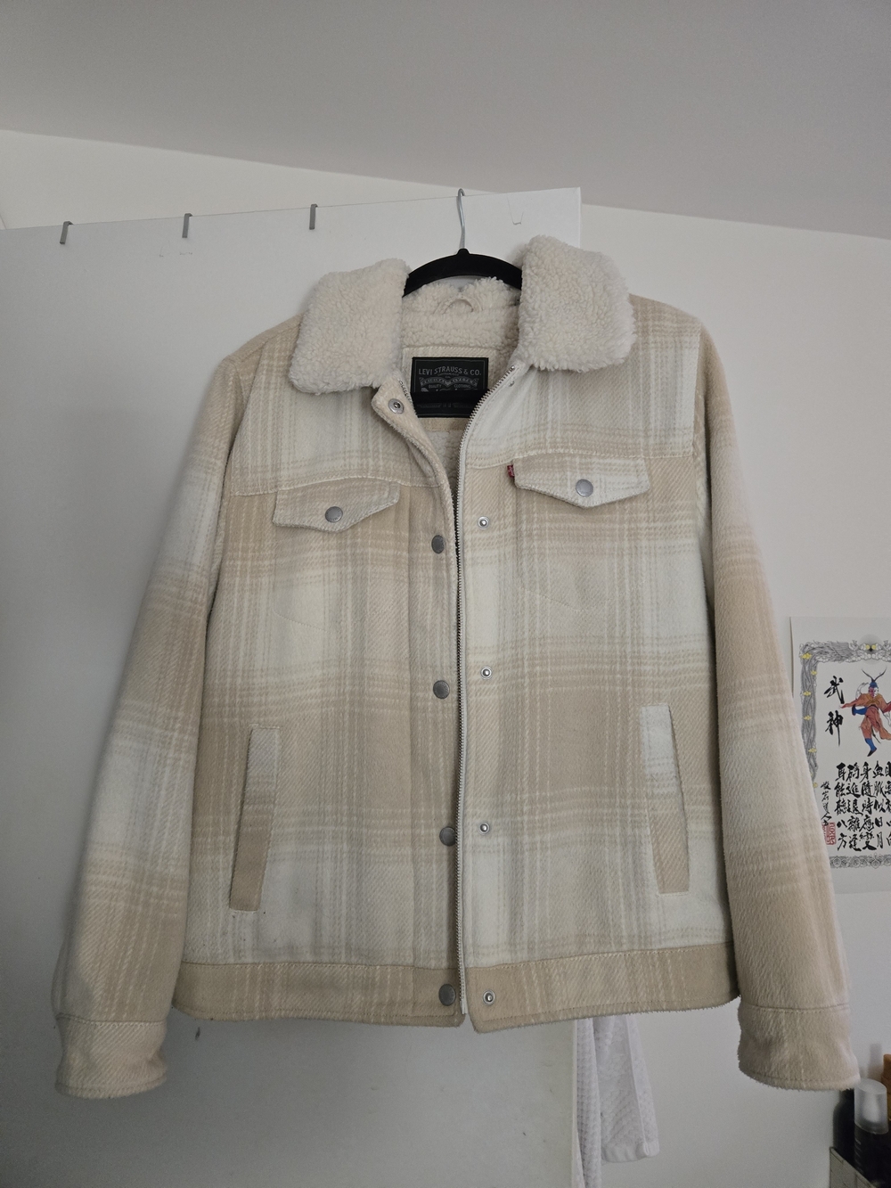 Levi's Cream Plaid Sherpa Jacket